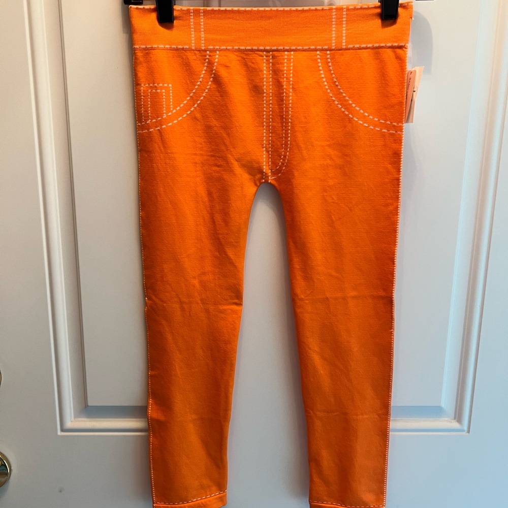 Orange Leggings With White Trim (NWT)
